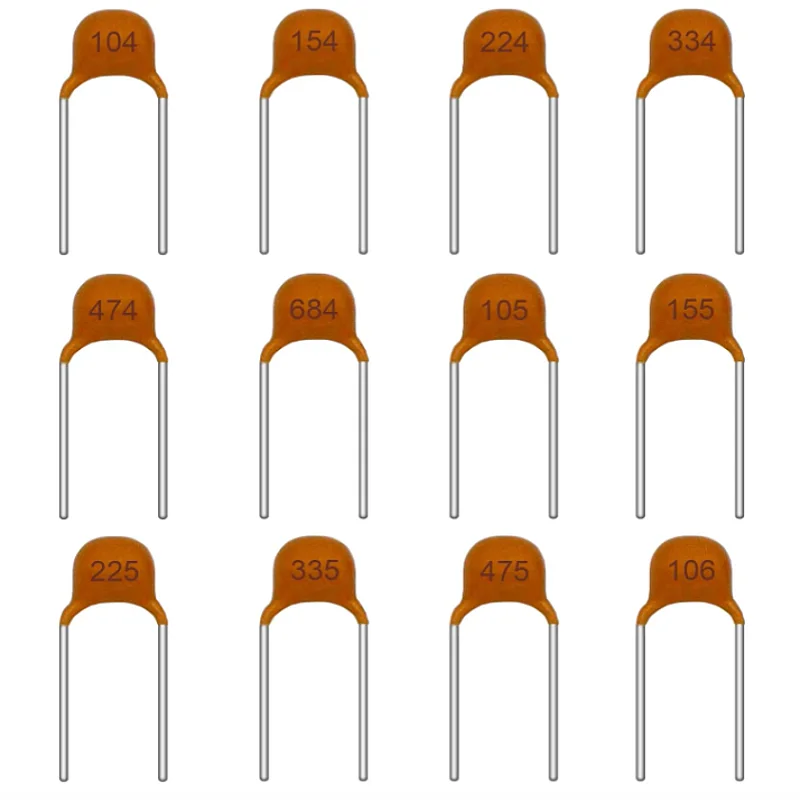 AUKENIEN 12 Value 600 Pieces Ceramic Capacitor Set Capacitors Assortment 0.1uF TO 0.68uF,1uF TO 10uF Ceramic Capacitor Kit