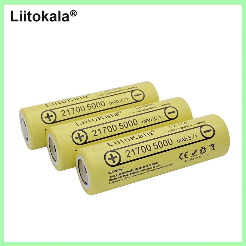 Real capacity LiitoKala 2PCS lii-50E 21700 5000mah 3.7V Rechargeable Battery 5C discharge High Power For High-power Appliances