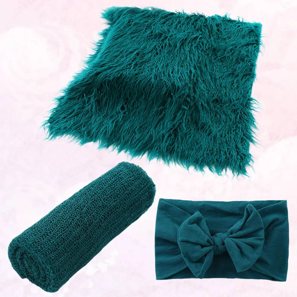 Conjunto de cobertor para fotografia de bebê, 3 peças, macio, adereços para fotos infantis, pano envoltório, presentes para recém-nascidos, acessórios para crianças pequenas
