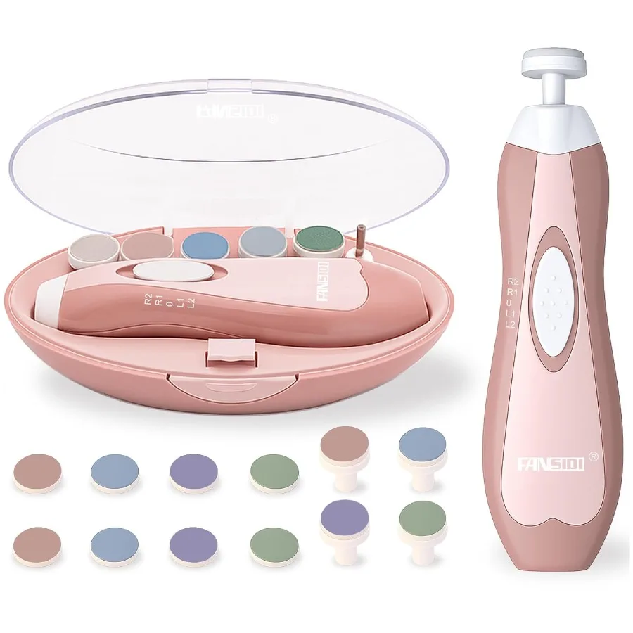 

Fansidi Baby Nail Trimmer Electric Limited Blush Petal Pink Gentle Baby Nail File Electric with 10 Grinding Heads and 8 Replace