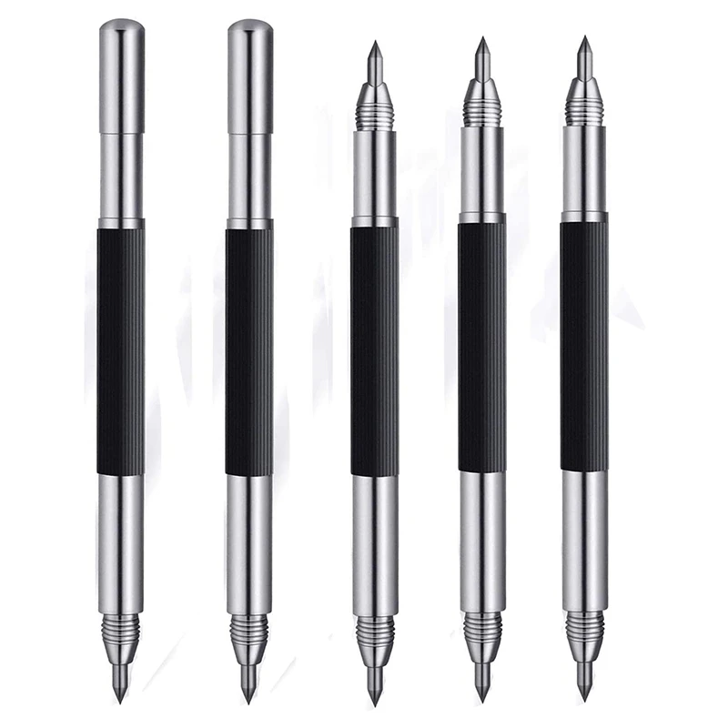 Tungsten Carbide Tip Scriber Ferramenta, Caneta de gravura com dupla cabeça Design, Bolso Scriber, 5 Pack