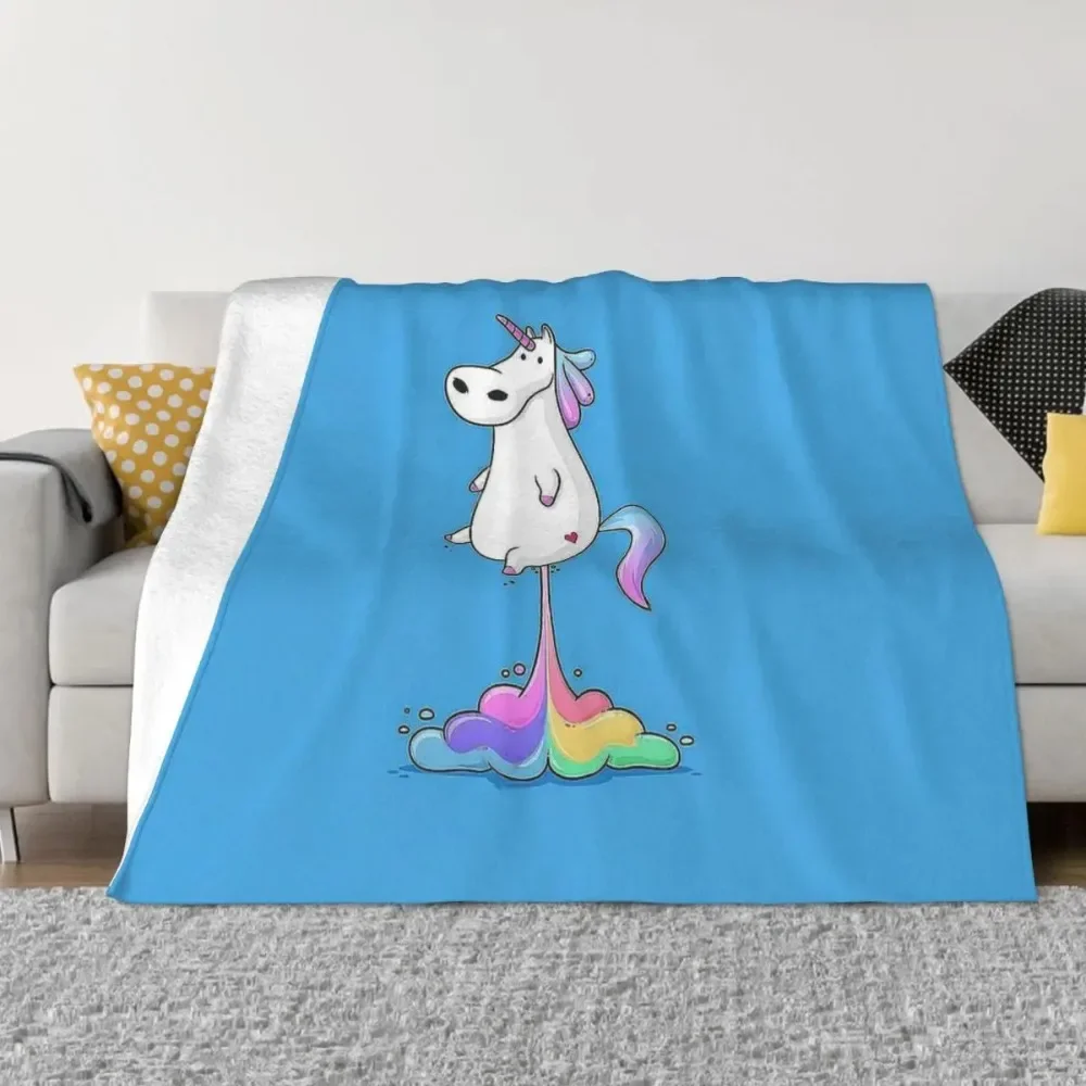 Cartoon Anime Blanket Flannel Spring Autumn Unicorn Fart Warm Throws For Winter Bedding