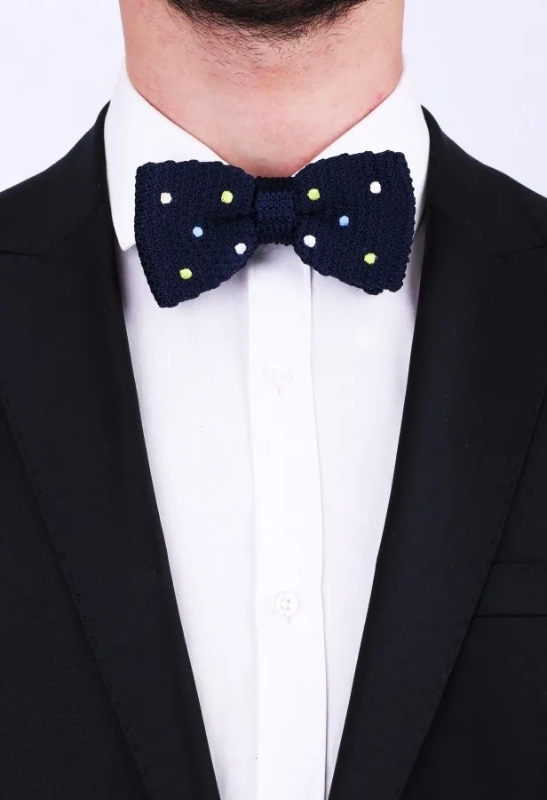 Navy blau Polka Dot Mesh Bowtie ÖR66