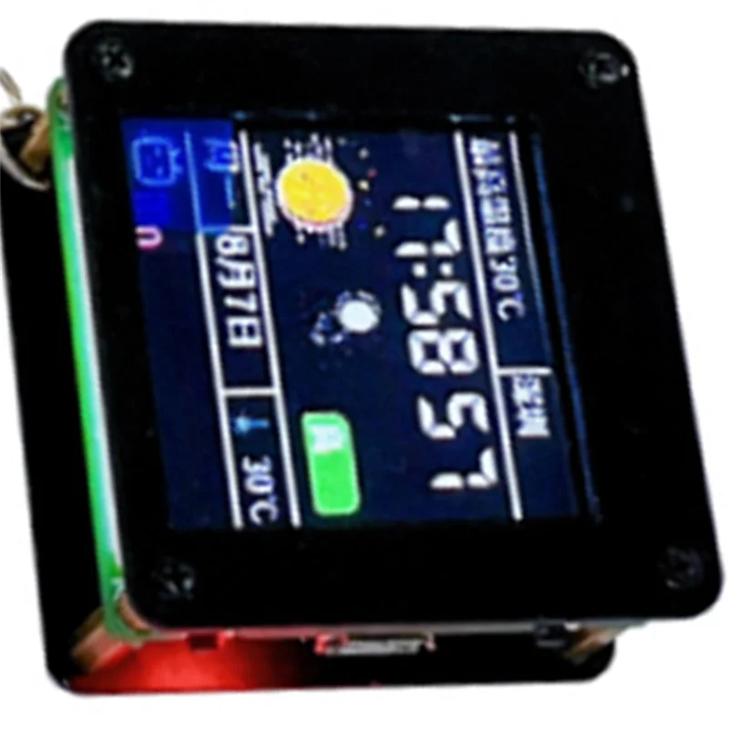 FFYY-ESP32 C3 1.44 بوصة LCD سطح المكتب حلية تلفزيون صغير محمول قلادة LVGL محطة الطقس GIF الرسوم المتحركة وألبومات الصور