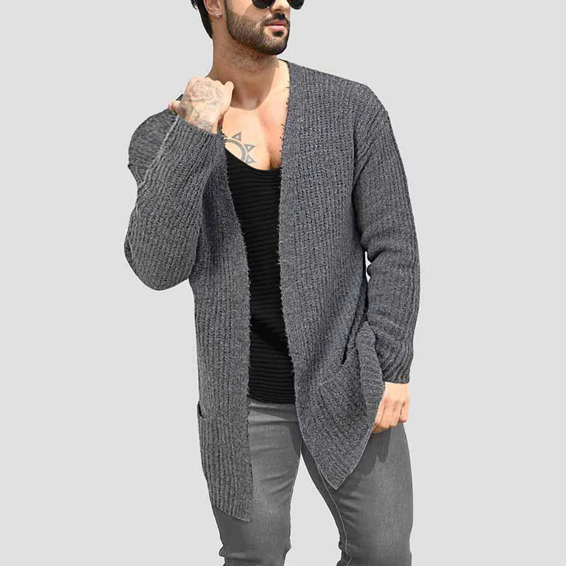 

New Casual V Neck Cardigan Mens Knitwear Spring Long Sleeve Solid Color Sweater Jacket For Men Fall Leisure Slim Knit Cardigans