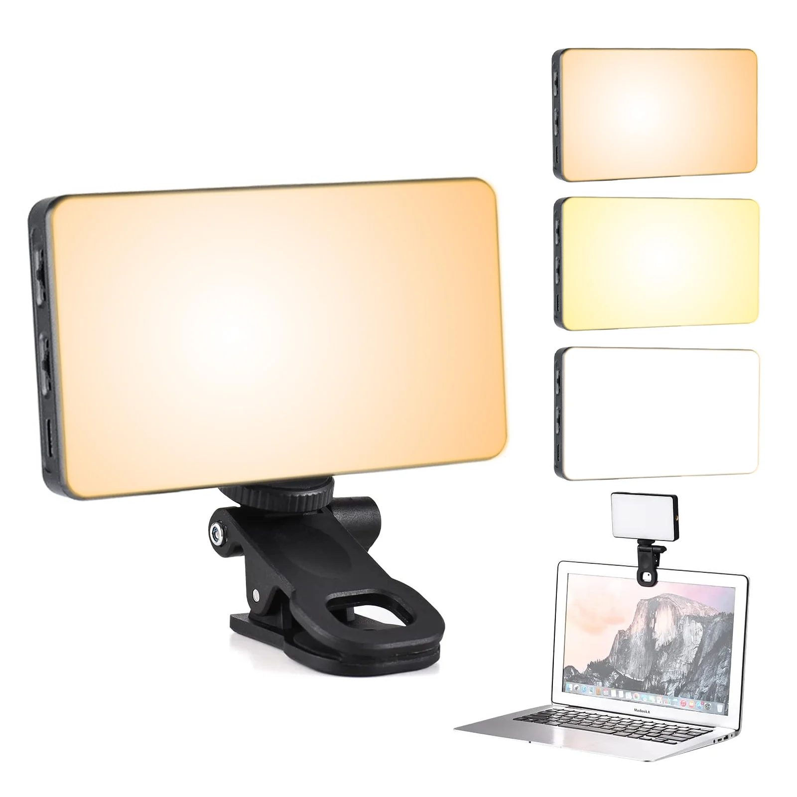 W160 LED Video Conference Light with Clip for Computer Tablet Phone 2500K-6500K Bi-Color Fill Light Lamp for Live Streaming