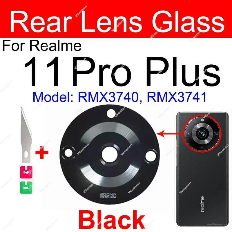 For Realme 11 Pro 11Pro+ Plus 5G Rear Camera Glass Lens Back Main Camera Glass Lens with Sticker Replacement