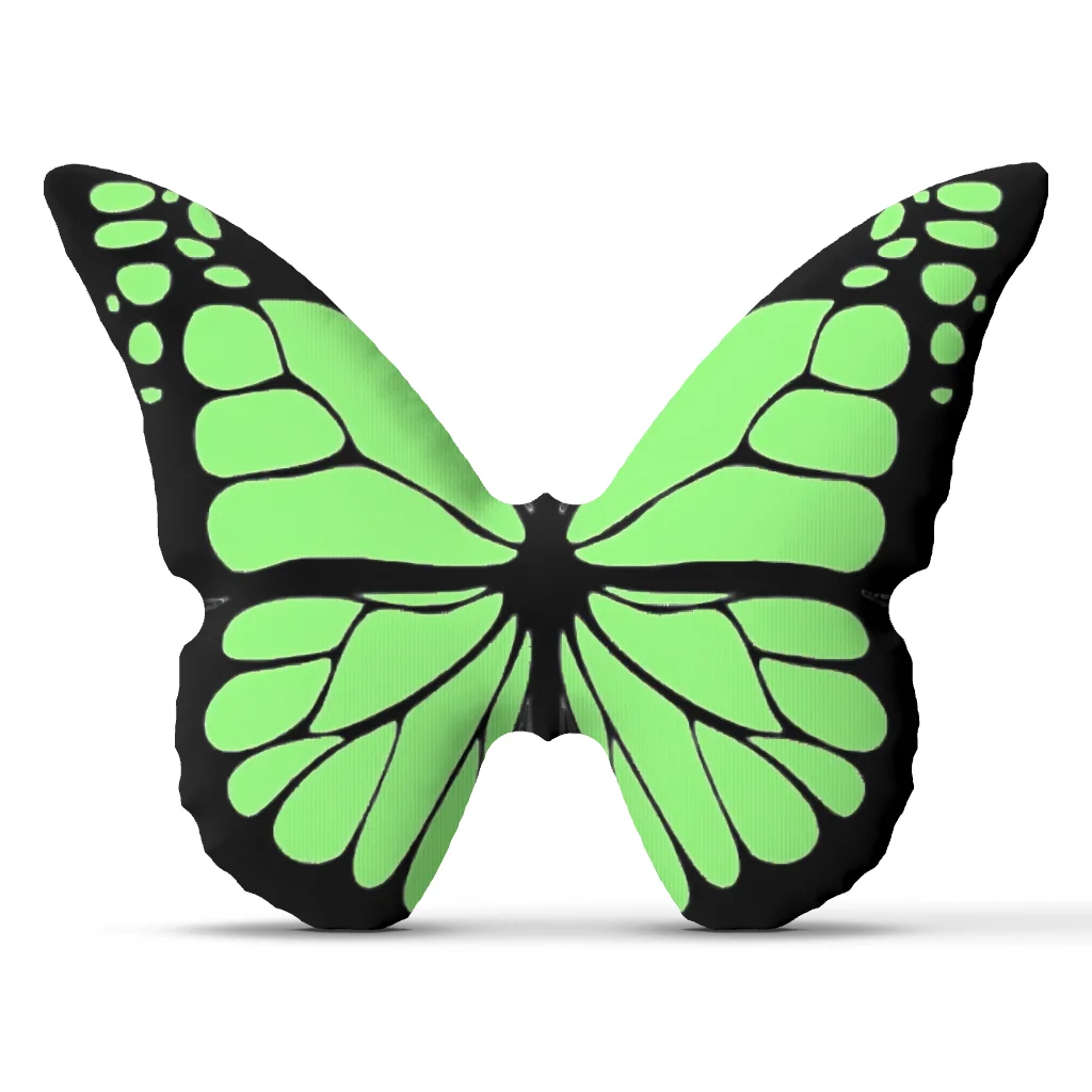 Green Butterfly Shaped Stuffed Throw Pillow Decorative Wing Cushion for Sofa Bedroom Living Room Home Decor Nature Accent