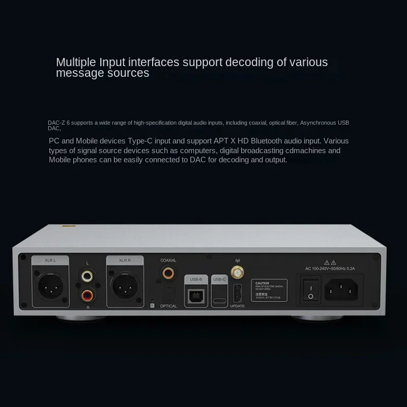 For Esolo DAC-Z6 Dual 9068as Lossless HiFi Music Decoder Bluetooth Headphone Amplifier Front-Level Hard Solution Dsd512