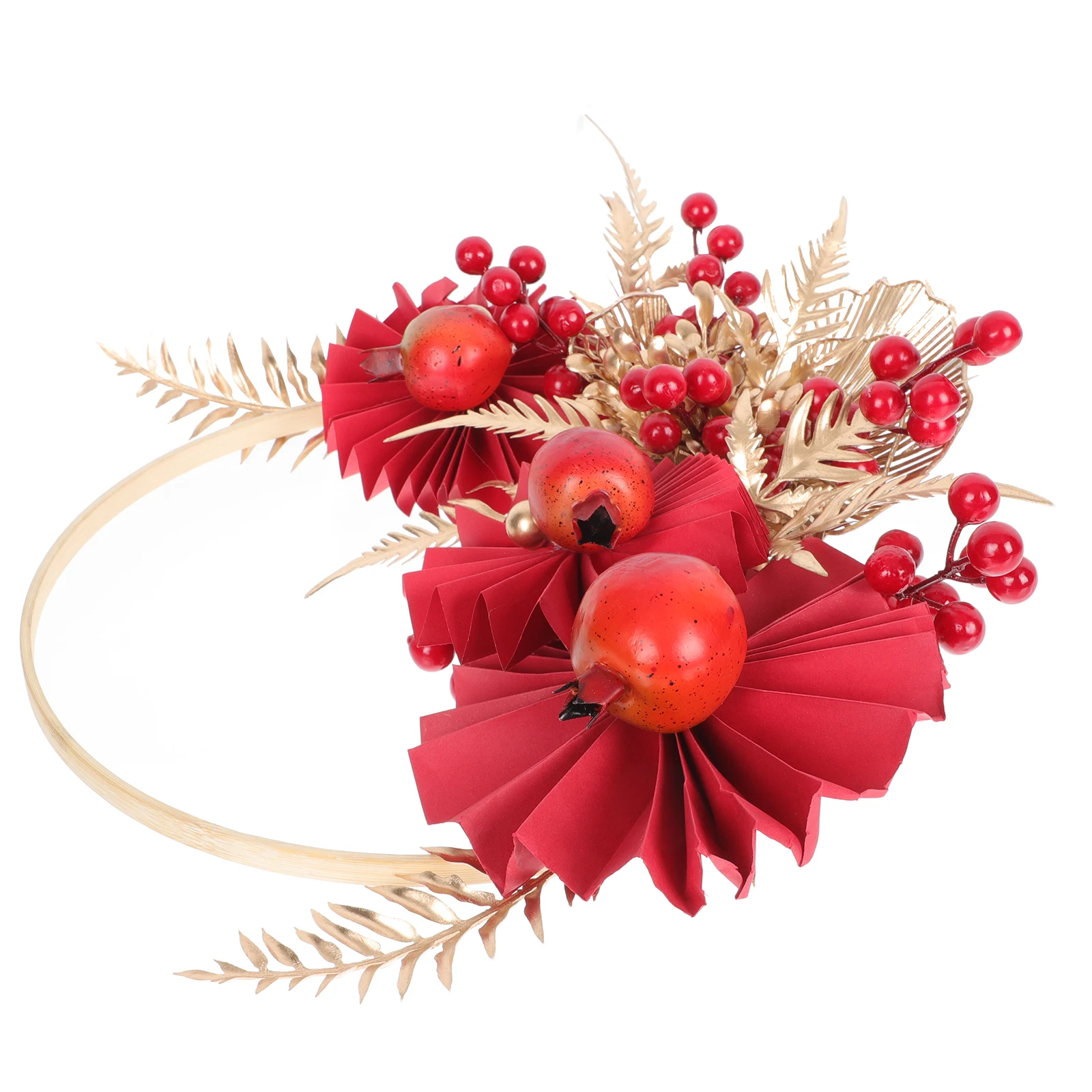 

New Year Wreath Home Decor Adornment Artificial Bamboo Ring PendantDecorative Wreath Delicate Flower