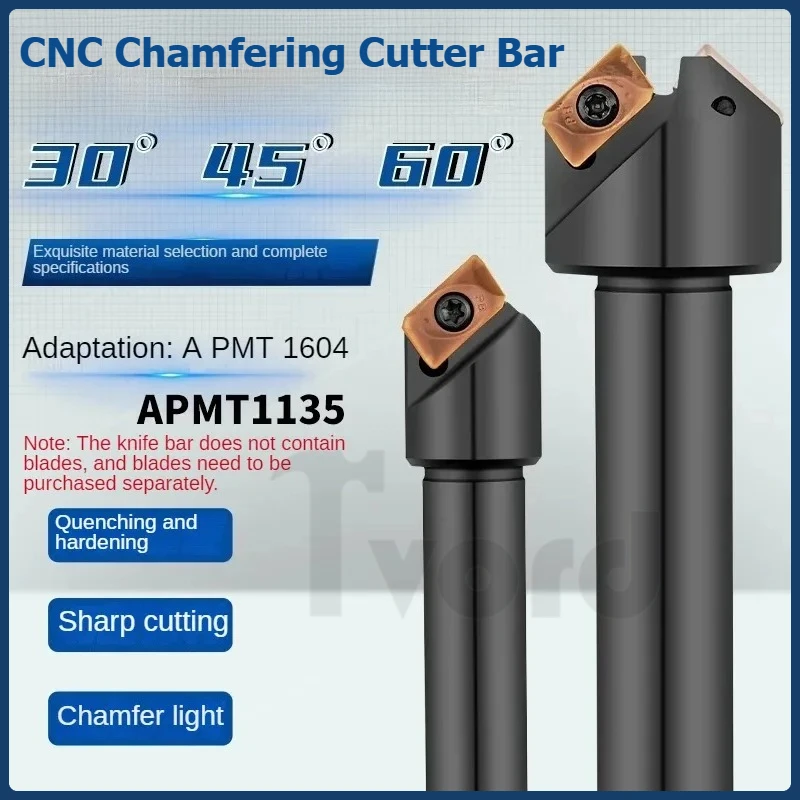 30 45 60 Degree Single Side Chamfer Milling Holder CNC Inner Hole Chamfer Tool Bar Compatible APMT1135 APMT1604 Insert