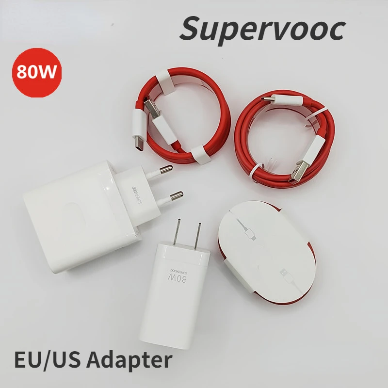 For Oneplus Nord 2 ACE Charger 80W SuperVooc Fast Usb Type C Cable EU Charger 80W Power Adapter For 1+ One Plus 10 Pro 9 8T Pro