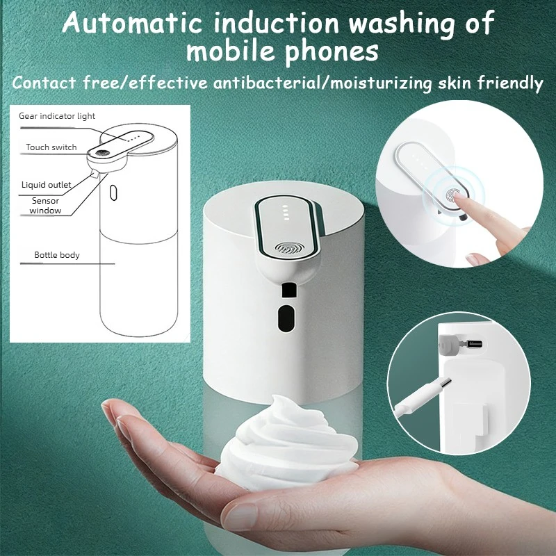1PC Hot Sale Full-automatic Induction Soap Dispenser Foam Cleaning Mobile Phone Smart Hand Soap Dispenser Alcohol Spray Cleaning