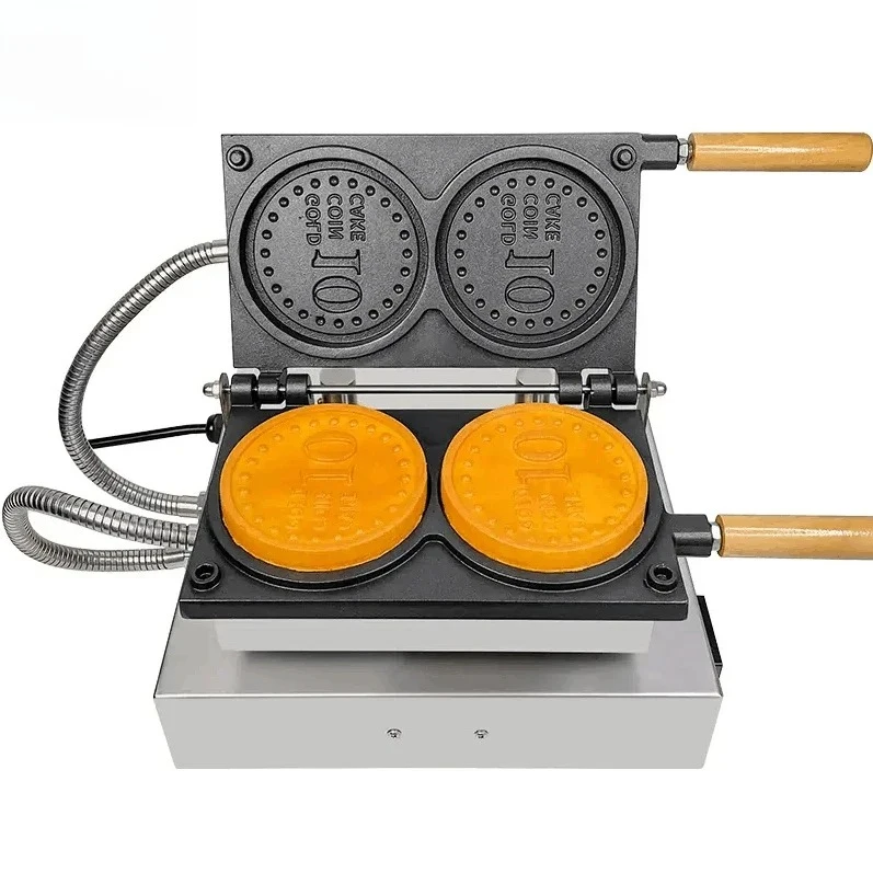 hot selling fancy snack equipment- commercial golden coin shape waffle maker electric