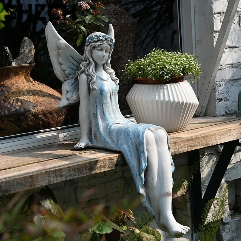 2026 Flower Fairy Ornaments Angel Figures Sculptures Pools Decorated Gardens Courtyards Balconies Esculturas Decorativas