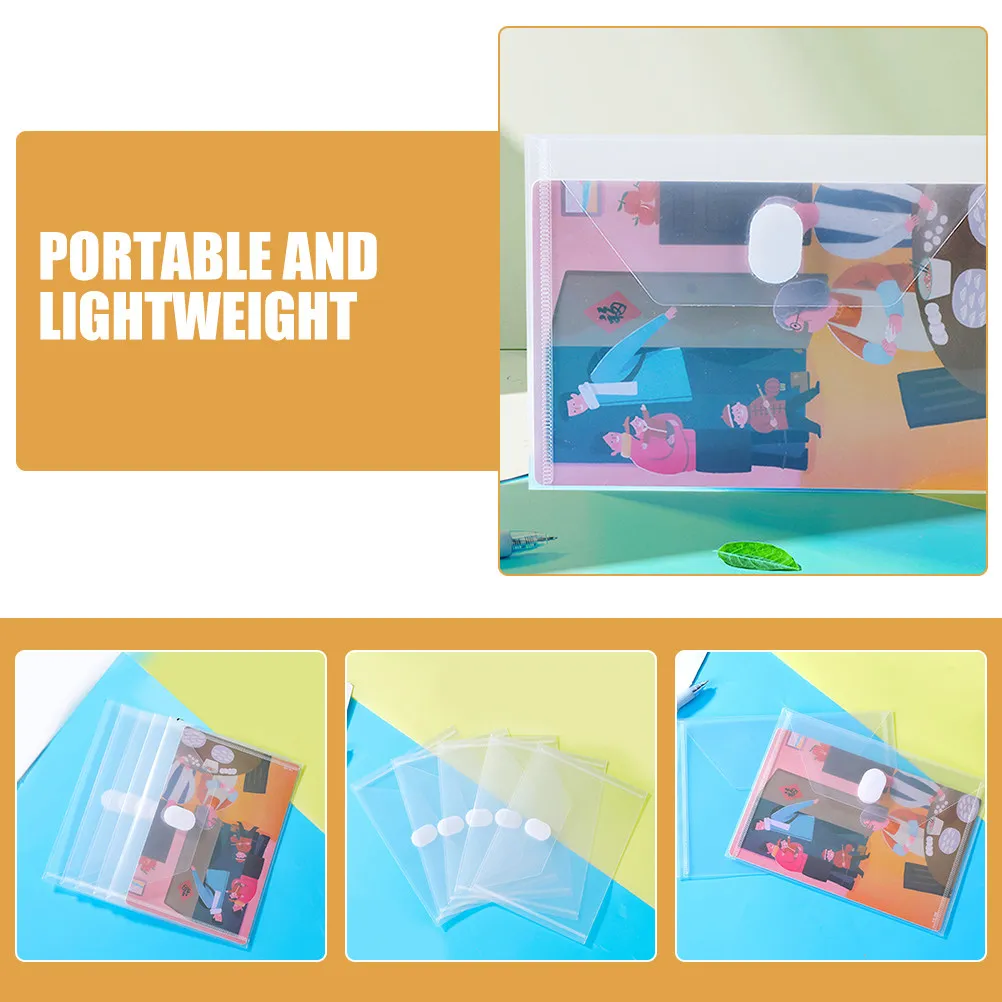 10Pcs Transparent Plastic File Folders Closures Document Organizer Receipt Envelope Clear Filing Products School Office Travel