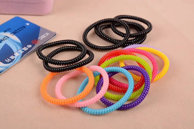 1PC/Lot New Women Lady Super Thin Girls Colorful Rubber Telephone Wire Hair Ties&Plastic Ropes Hair Band Accessories