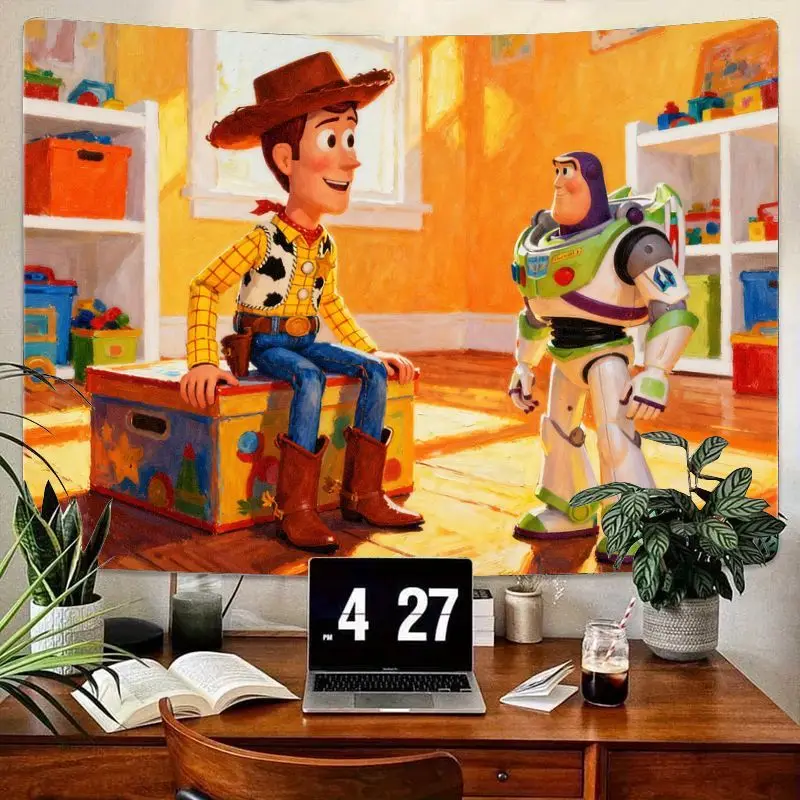 

1 шт., гобелен «История игрушек Вуди Базз Лайтер», яркий детский фильм, полиэстер, настенное искусство для декора спальни, гостиной, подарок фанату