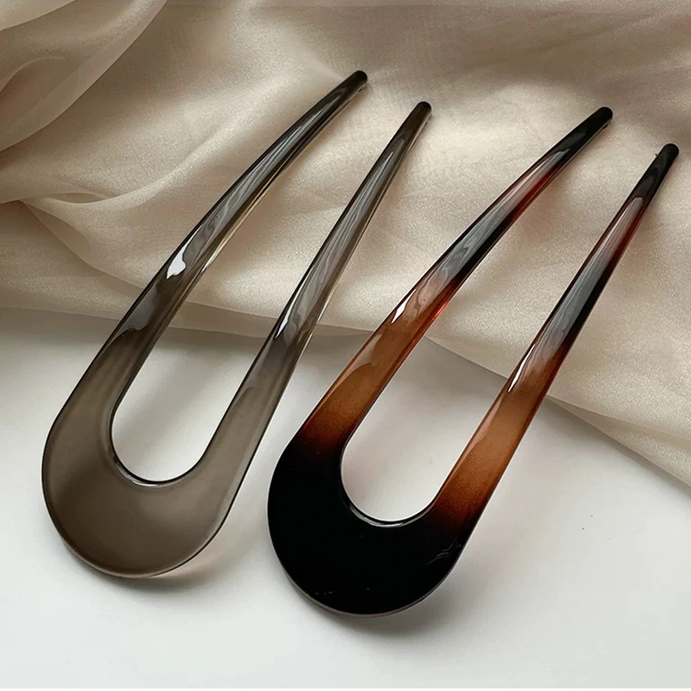 U-Shape Hair Forks Korean Styles Hairpin Acrylic Hair Sticks Bun Women Girls Vintage Hairstyle Fashion Hair Accessories Headband view 5