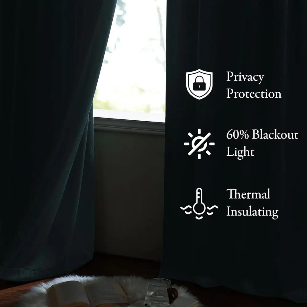 102 cortinas de terciopelo azul piedra, juego de 2 paneles para dormitorios y salas de estar, aislamiento térmico suave y opaco, diseño de pestaña trasera, 52