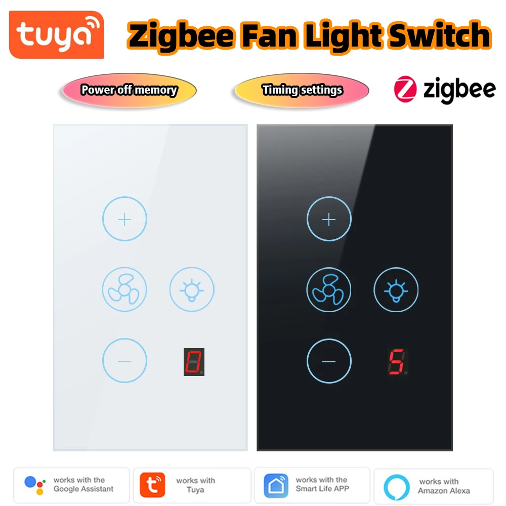 Zigbee Smart Wifi Fan Light Switch EU/US ventilatore da soffitto interruttore lampada Smart Life APP funziona con Alexa Google Home