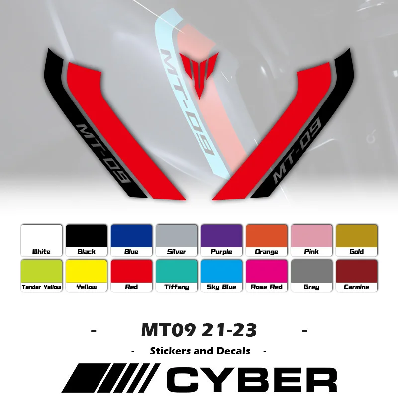 MT09 Two-color Design Intake Pipe Fairing Shell Line Sticker Decal For YAMAHA MT-09 SP New Fuel Tank Sticker Decal 2021-2023