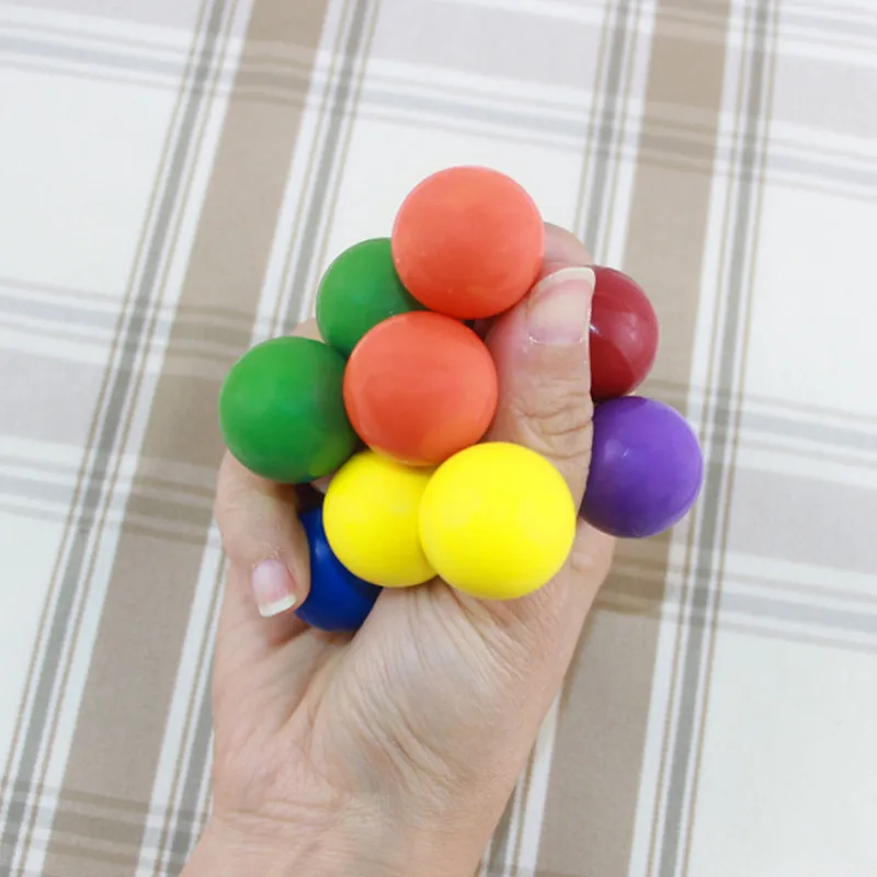 Creative Fidget Toy Adult Kids Toy Stress Reliever Elastic Colorful Ball Decompression Ball Variety Beaded Squeeze Balls