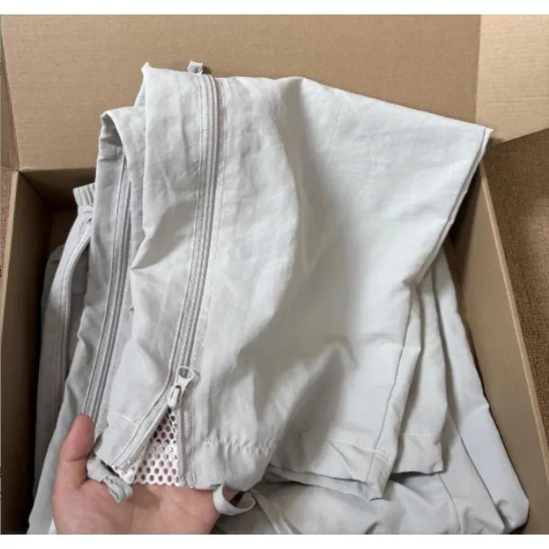 Side Zip  Dry Ice Silk Casual Pants Men Summer Thin American Straight Tube Outdoor Climbing Long Trousers Paratrooper Trousers