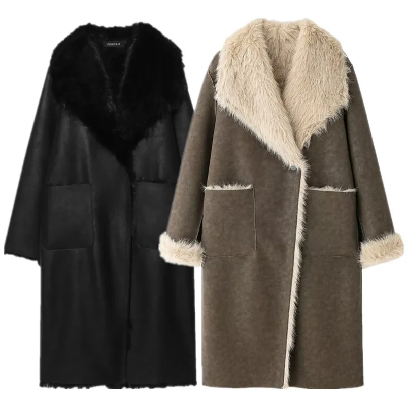 

Двустороннее длинное пальто 2024, осень-зима, Новое поступление, женская модная универсальная верхняя одежда, комплект для поездок на работу, полный све, другой мат...