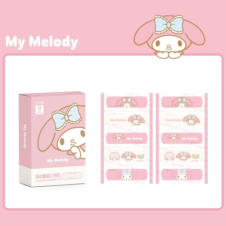 Korea Sanrio Children Waterproof Breathable Cute Cartoon Band-Aid Kuromi Anime Mymelody Cinnamoroll Pompom Purin Band-Aid