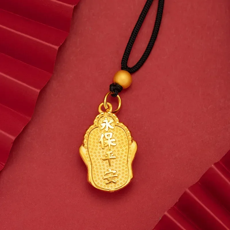 9999 Real Gold 24K Gold Buddha Head Pendant Boutique 3D Ancient Peace Buddha Head Pendant for Men and Women