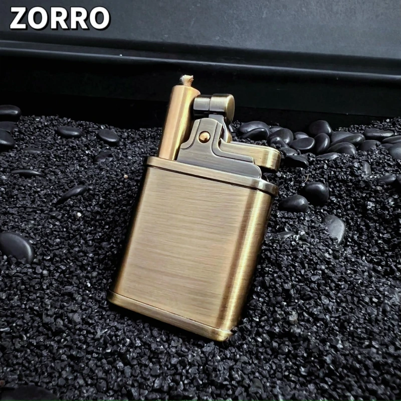 ZORRO Pure Copper Kerosene Lighter Creative Elevating Fire Mouth Press One Button to Ignite Pipe Lighters Smoking Gifts For Men