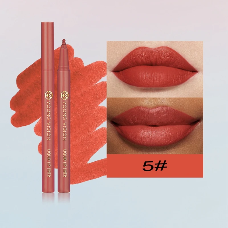 6-delige matte vloeibare liplinerset Waterdichte lipliner-cosmetica voor dames - Langdurige formule in levendige kleuren