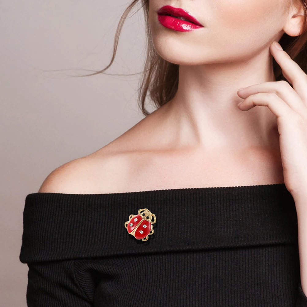 

12pcs Cartoon Insect Brooch Beetle Crystal Pin Alloy Brooches for Women Ladybug Scarf Collar Pins Lightweight Durable