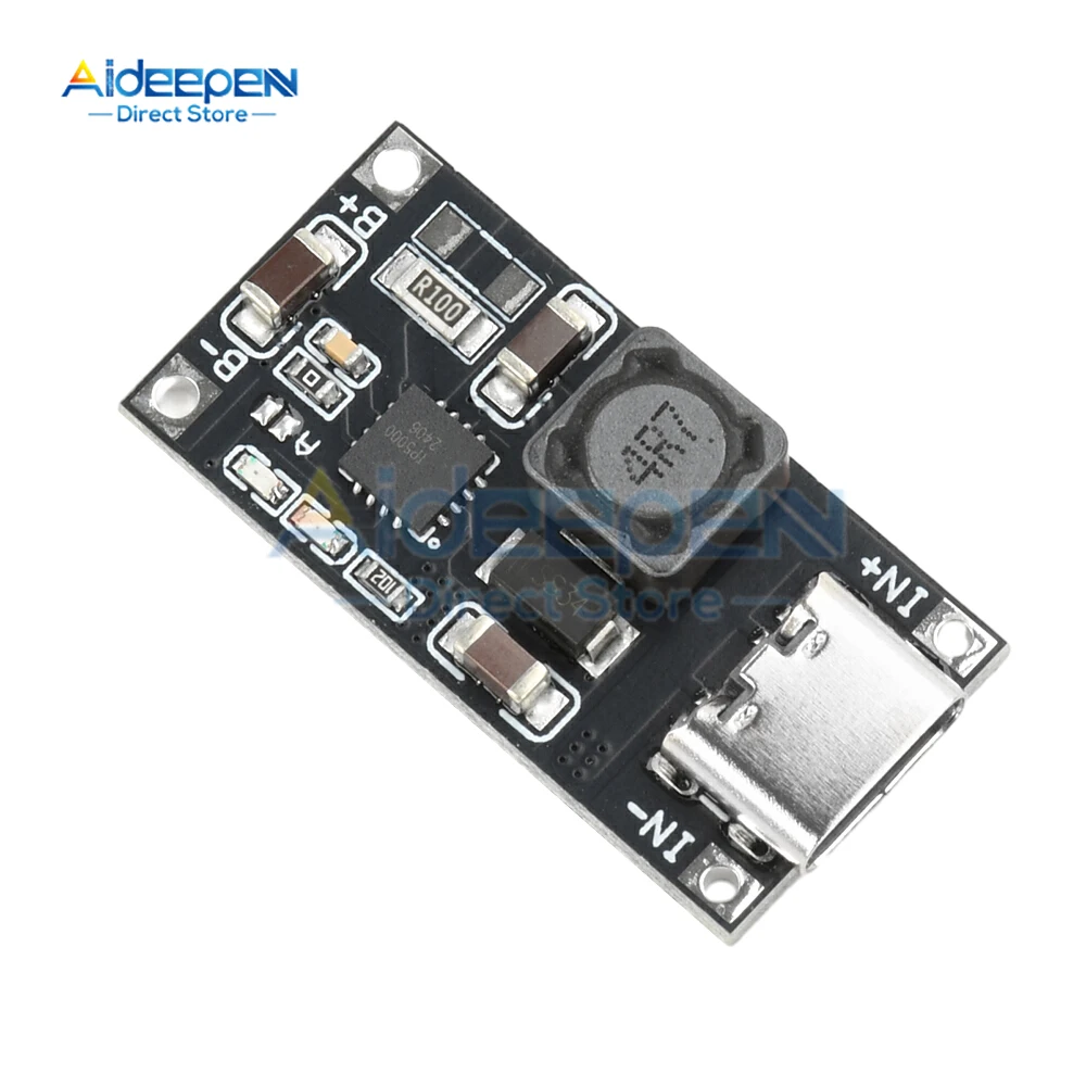 Módulo de cargador de litio tipo C TP5000 1A 4,5-9V a 4,2 V/3,6 V convertidor reductor ajustable indicadores LED protección contra sobrecalentamiento