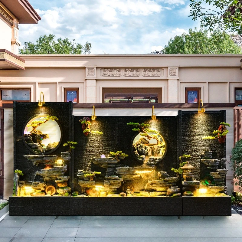 Rockery ornaments, living room water curtain walls, office tea room decorations