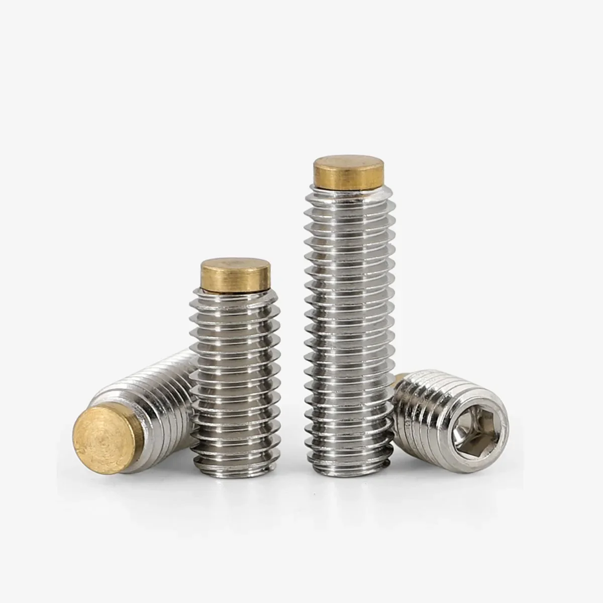 M6M8M10M12 304 Stainless Steel Hexagonal Brass Head Set Screw Copper Head Wire Plunger Machine Rice Buffer Screw