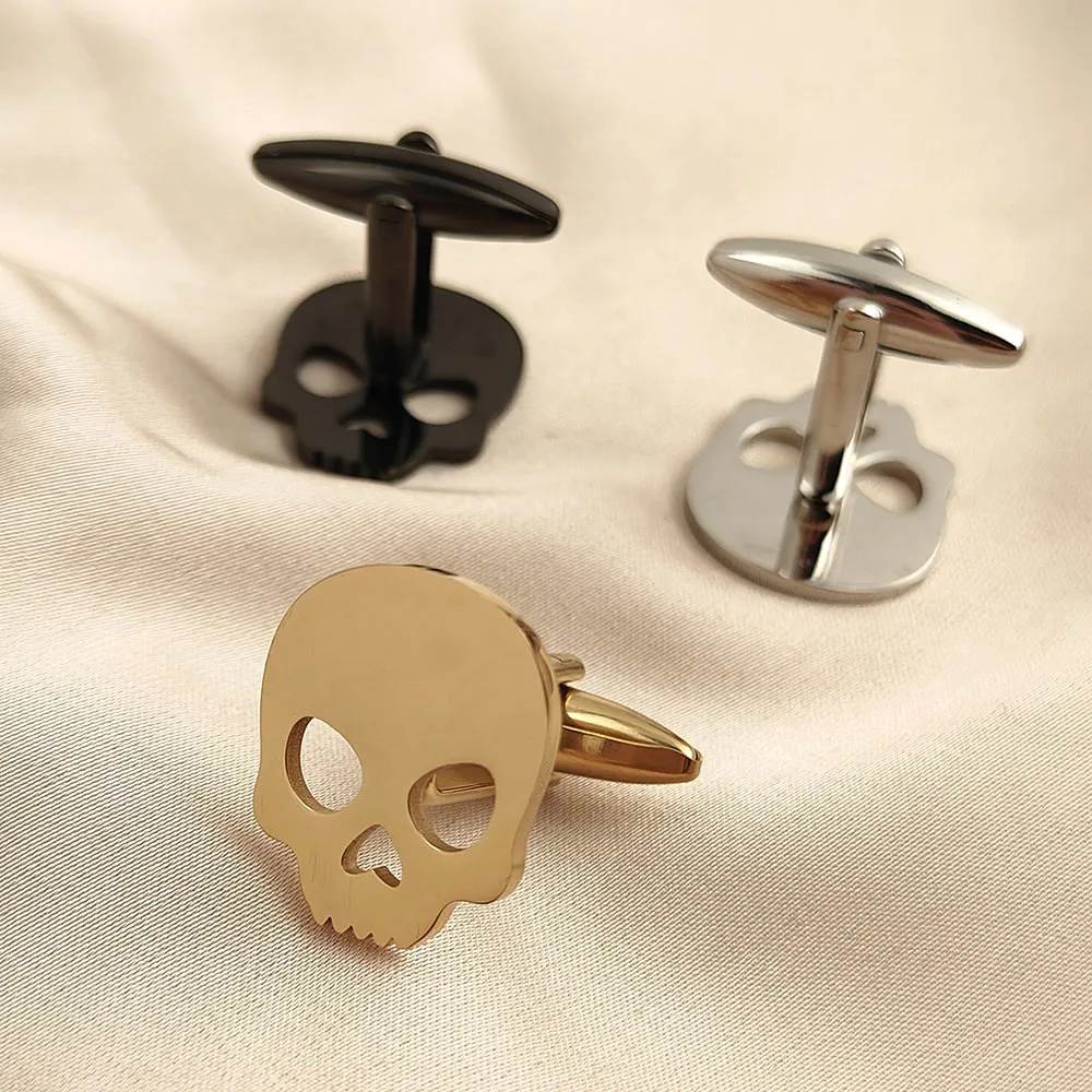 Halloween Skull 18k Gold-plated Cufflinks, Personality Clothing Accessories, Light Luxury Jewelry for Everyday Life or Party