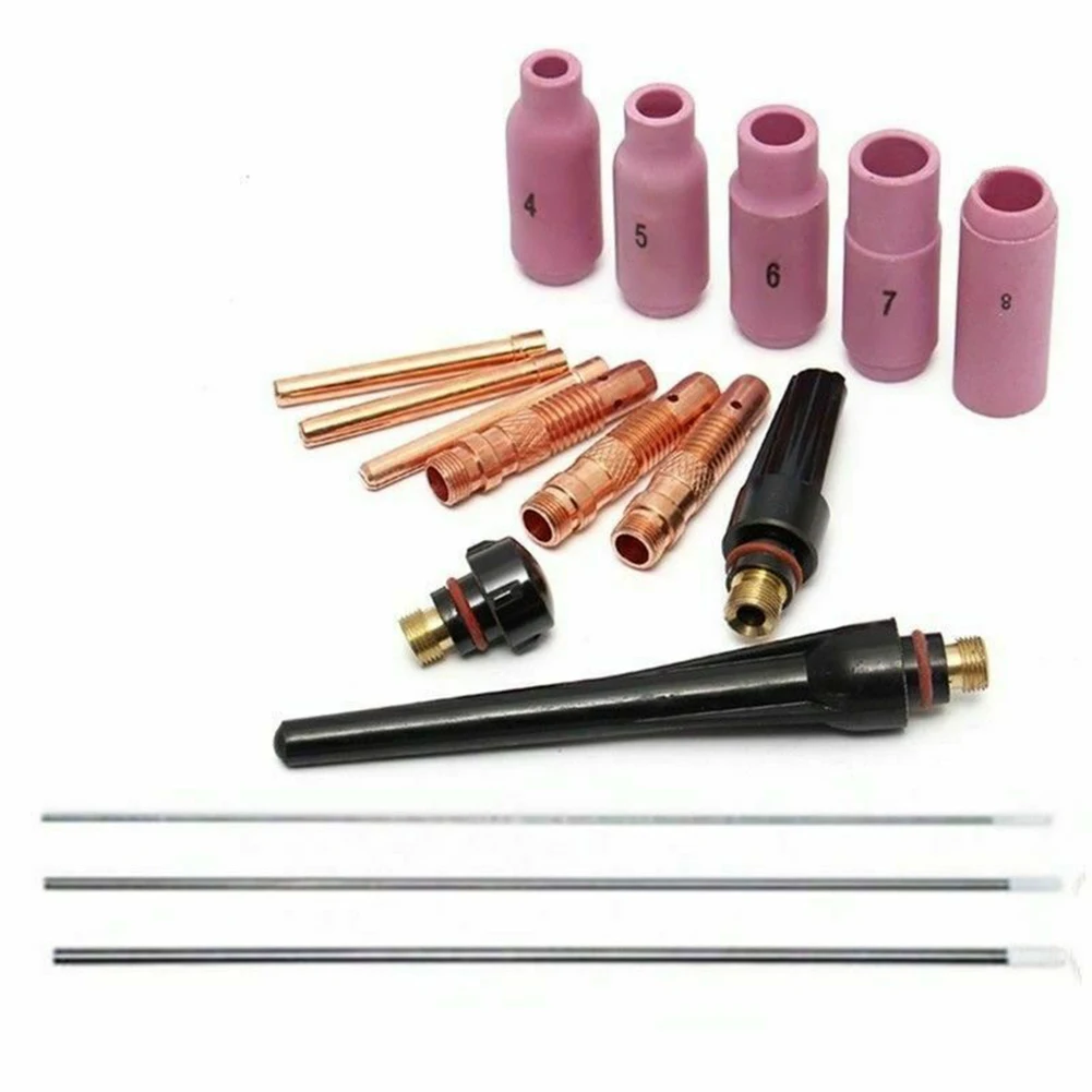 

Full 17pcs TIG Gas Lens Consumables Kit for WP 17 18 26 TIG Welding Torches with Replacement Collet Bodies and Cups