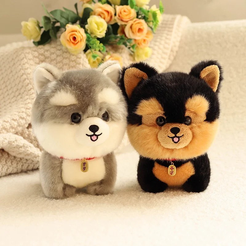 ZU Kawaii Teddy Pets realistico Fluffy Puppy Soft Doll Cute Small Chow Pomeranian Corgi Yorkie peluche con regalo di fascino per ragazza