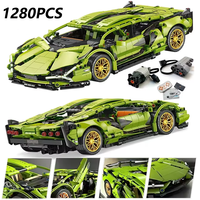 1280PCS Technical Racing Sport Car Model Building Blocks RC Power Version Optional City Speed Vehicle Supercar Brick Puzzle Toys