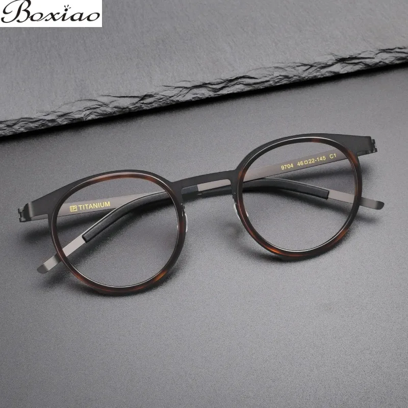 

46 Yards Light Screwless Retro Glasses 9704 Round Frame Myopia Presbyopia Blue Multi-focus Progressive Hyperopia Near