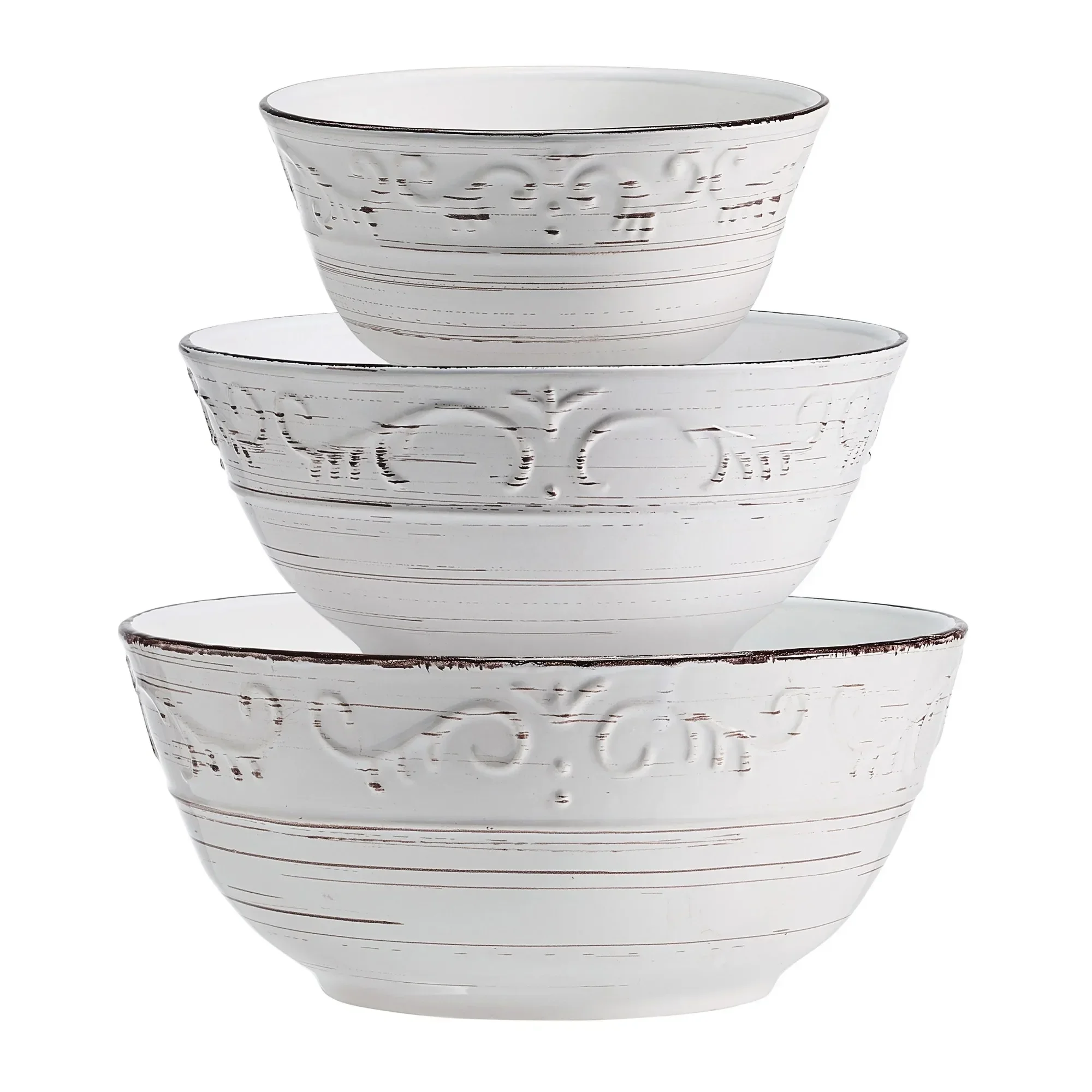 

Stoneware Serving Bowls Set of 3 White
