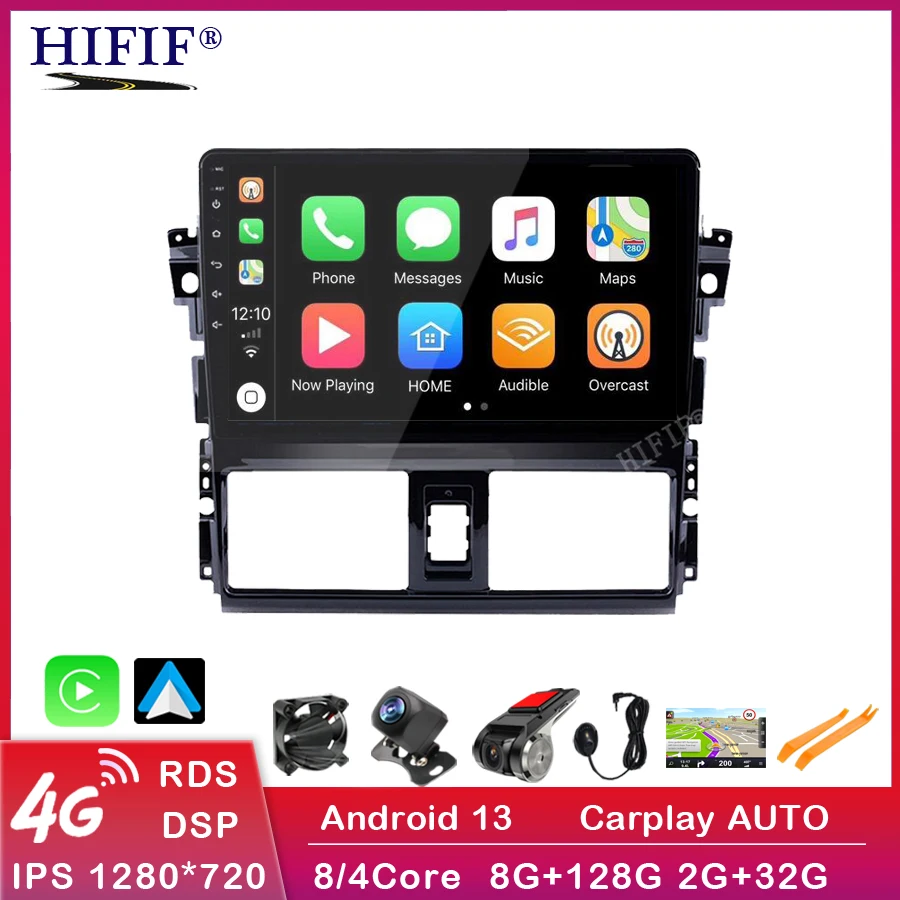 

For Toyota Vios Yaris 2013-2020 Android 4G Carplay 2 Din 9" Car Multimedia Video Player GPS Navigation Head Unit Stereo