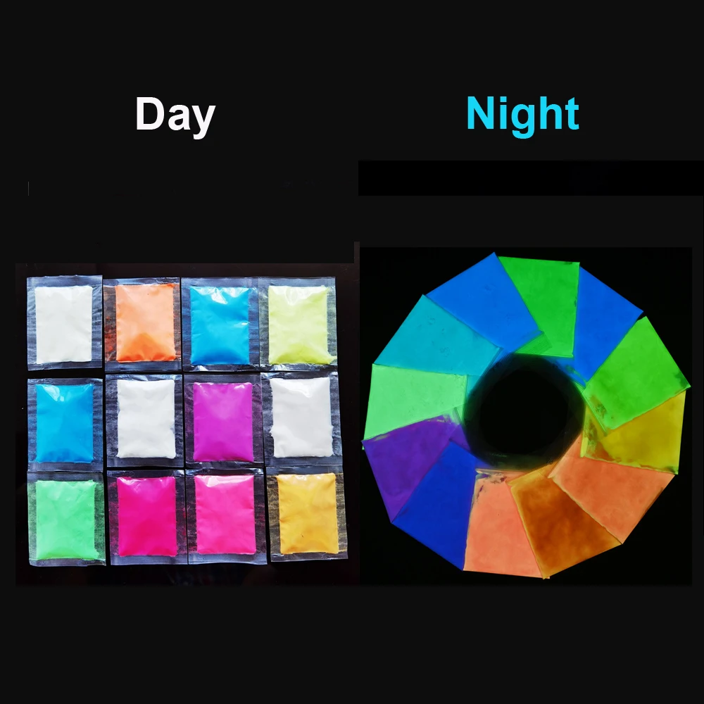 10g,Neon Phosphor Luminous Powder 12 Colors Longest Lasting LUMINOUS Ultrathin Manicure Powder Series Glow IN Dark Nails Powder