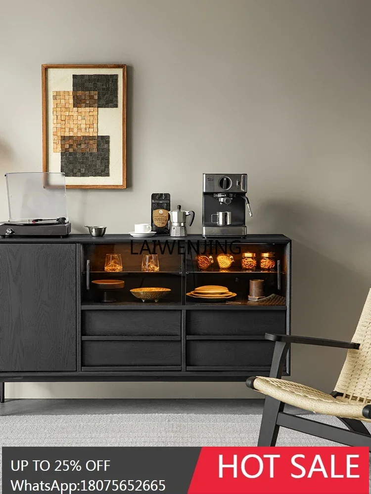 

CF solid wood black locker modern simple home living room storage cabinet