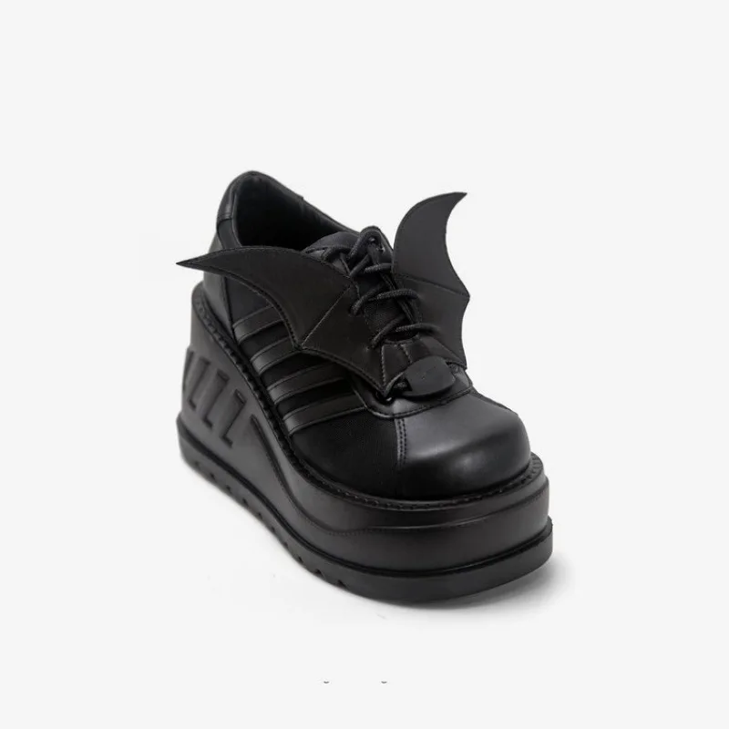 Cyberpunk Leather Shoes Increase Platform Shoes Female Dark Gothic Big Head Shoes Personality
