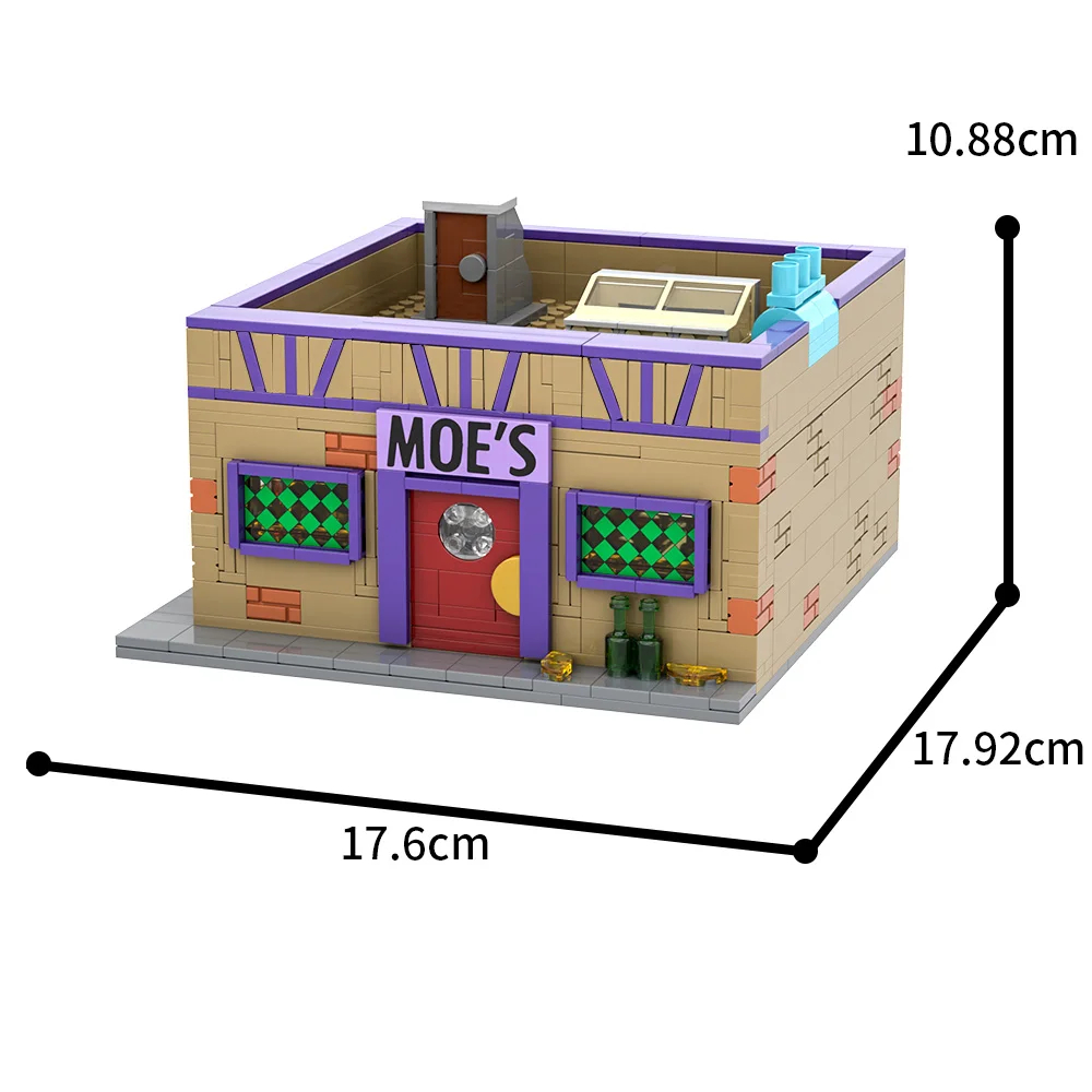 Gobricks MOC Simpsoned Modular Moe's Tavern Building Blocks Springfield’s Venue Modular Moe's Tavern Bar Bricks Model Toys Gift