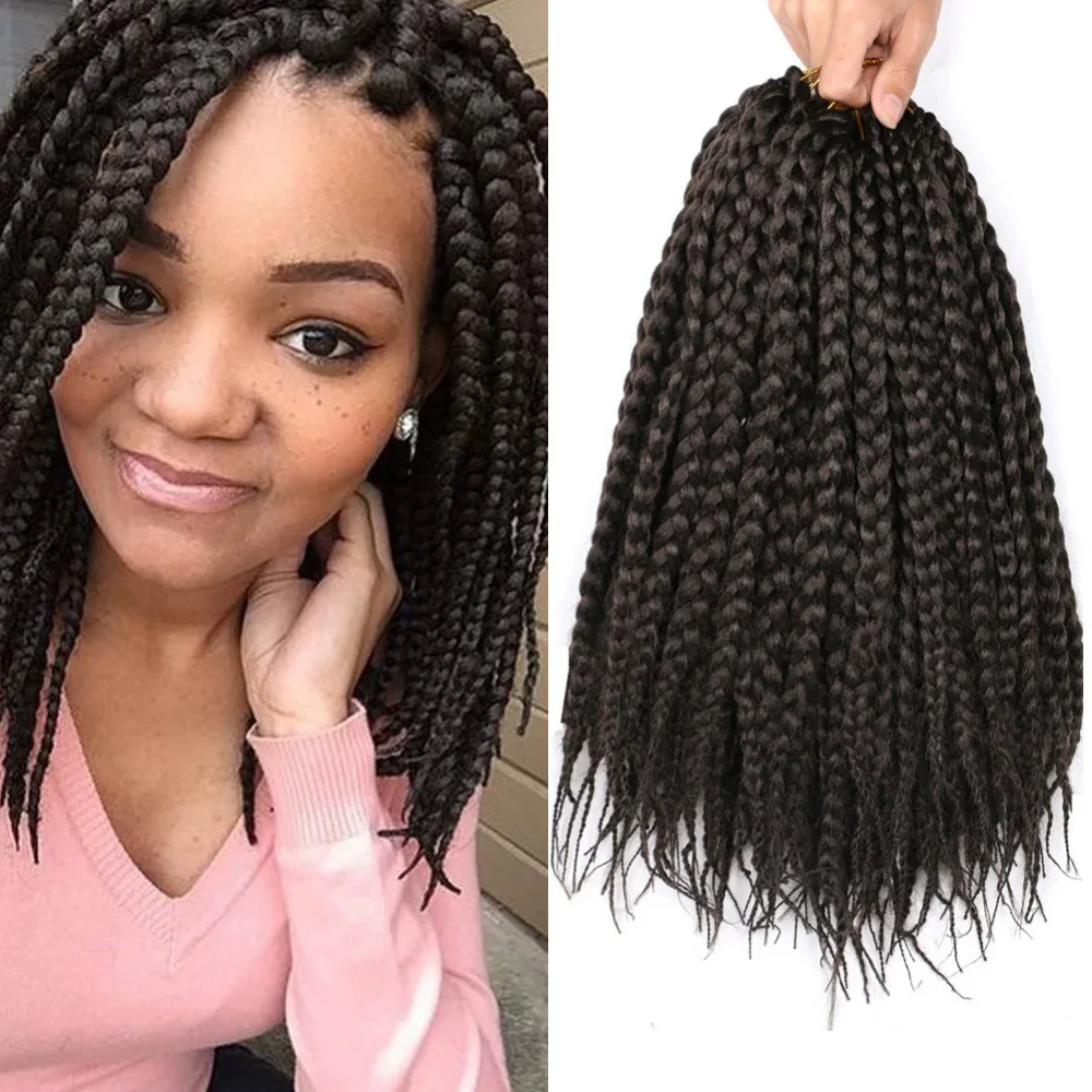 3X trenzas en caja de ganchillo pre-bucle, 7 paquetes de trenzas en caja de diosa, extensiones de cabello de ganchillo 14 en cabello recto de ganchillo para mujeres negras
