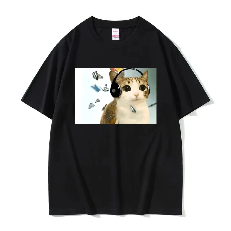 Cat Owl Cursed Internet Meowl Funny Meme T-shirt Men Women Fashion Oversized Short Sleeve T-shirts Men's Casual Humor T Shirts